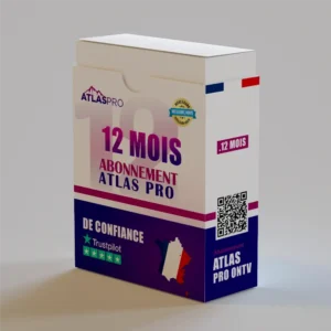 Boîte de l’abonnement Atlas Pro 12 Mois – IPTV officiel 2026 compatible Smart TV, Android et Firestick