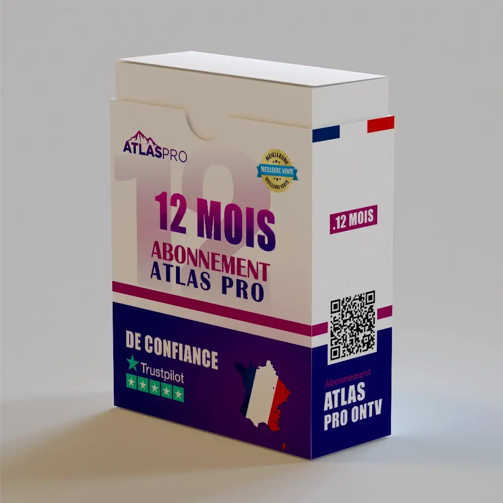 Boîte de l’abonnement Atlas Pro 12 Mois – IPTV officiel 2026 compatible Smart TV, Android et Firestick